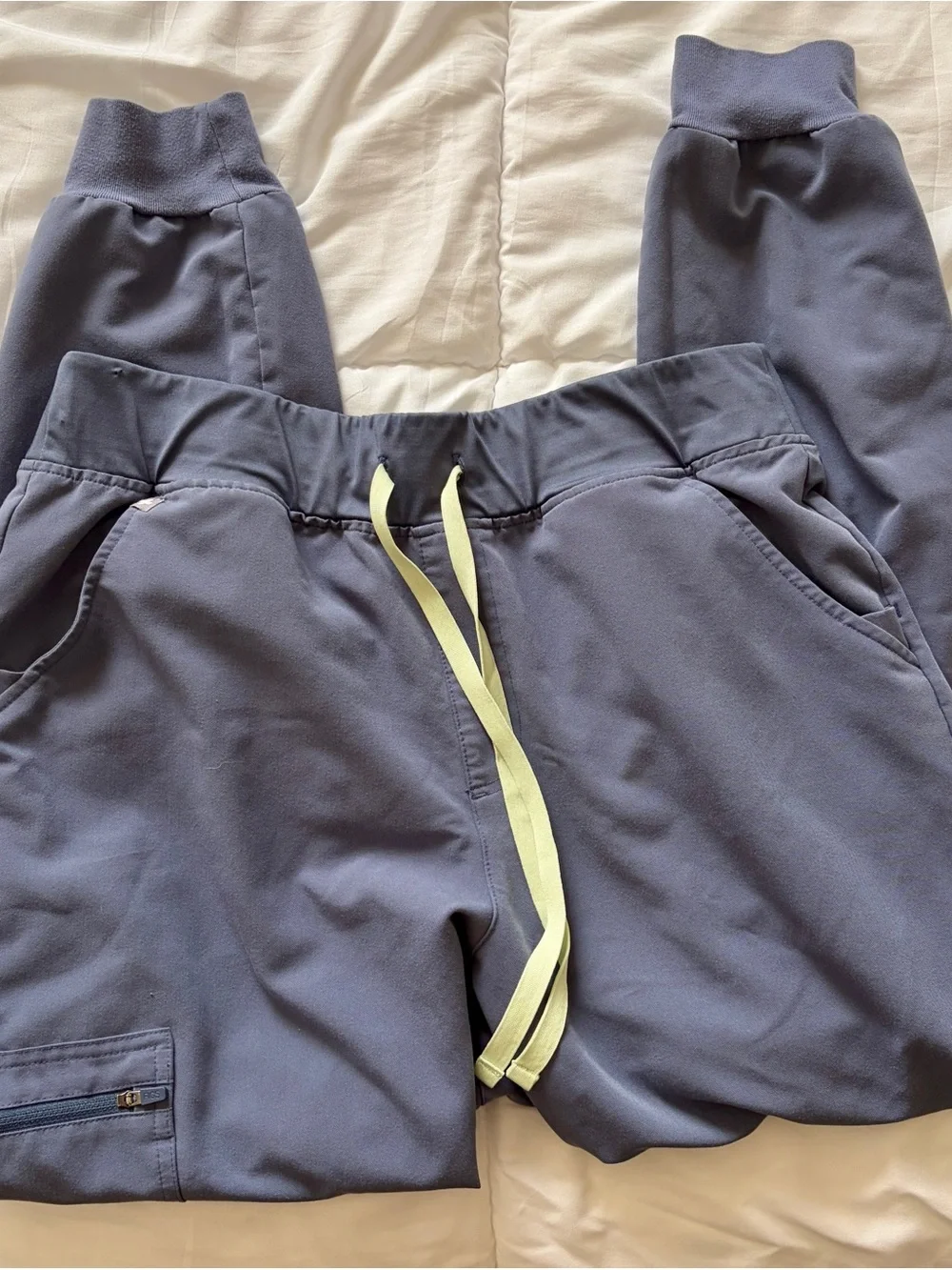 Figs high waisted Zamora Jogger Pants with Space Navy with Lime Drawcord